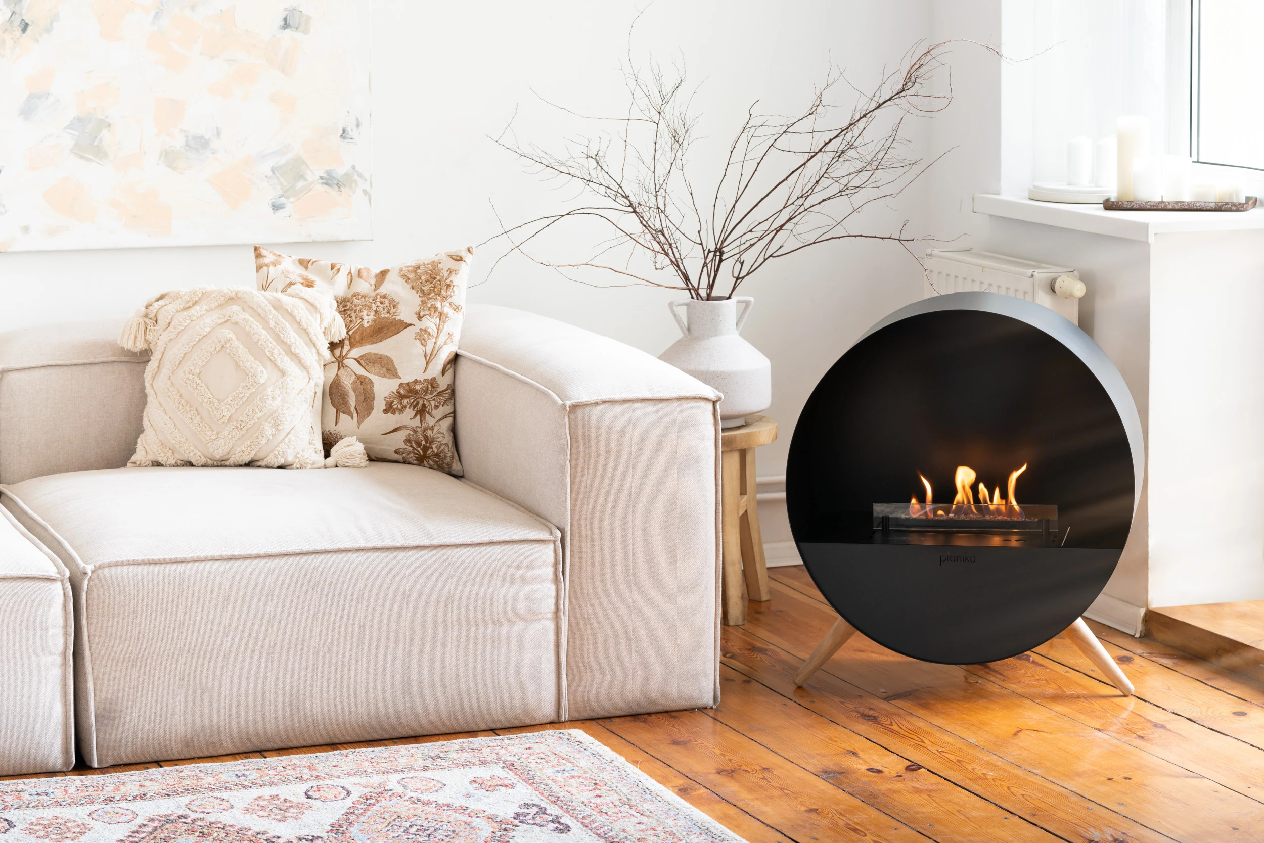 Salón con chimenea de bioetanol Chimenea bioetanol salón