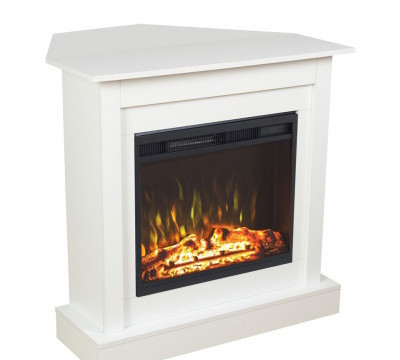Elektrisk hjørne kamin hvid