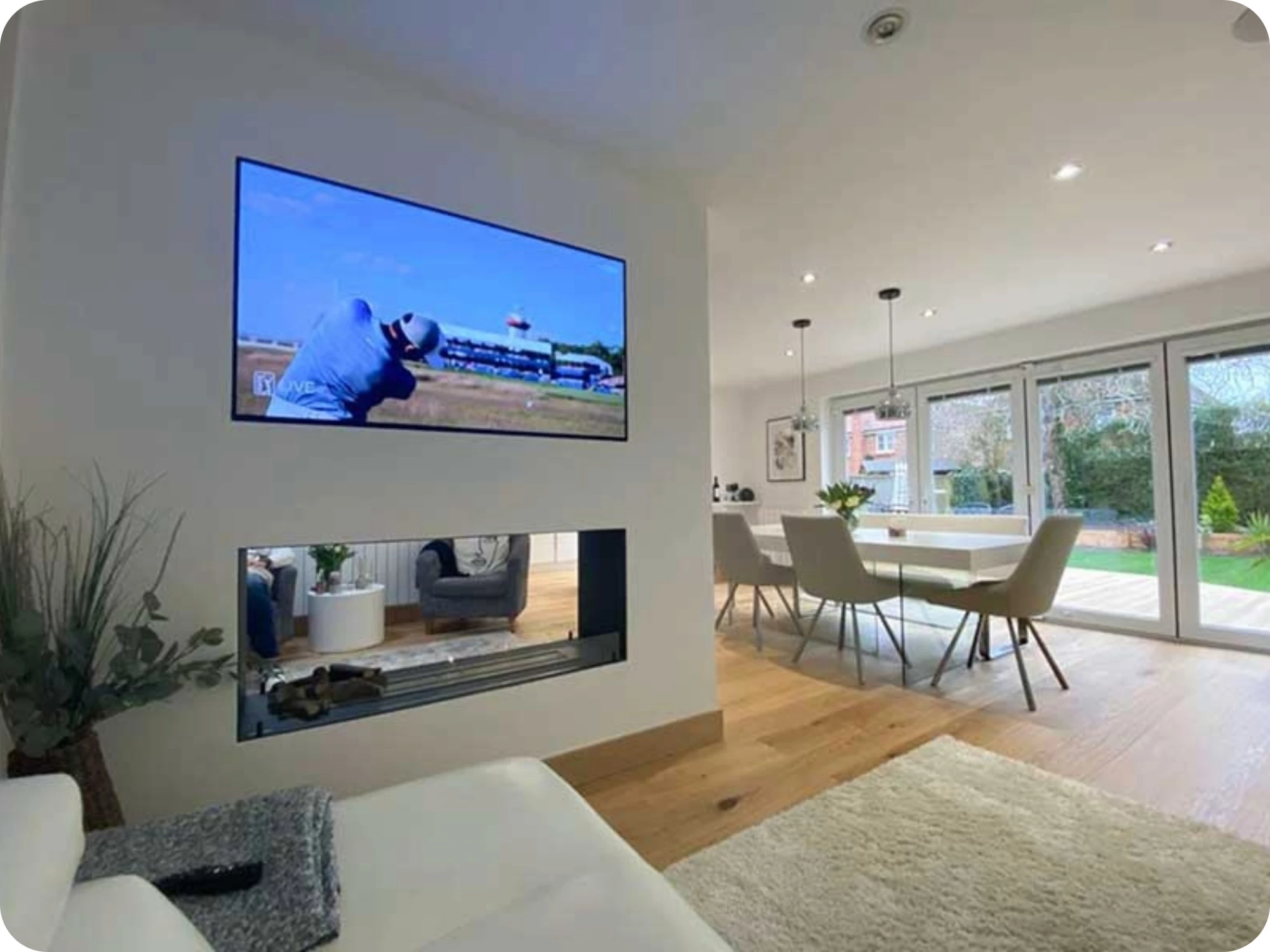 Bioethanol Fireplace Room Divider Media Wall