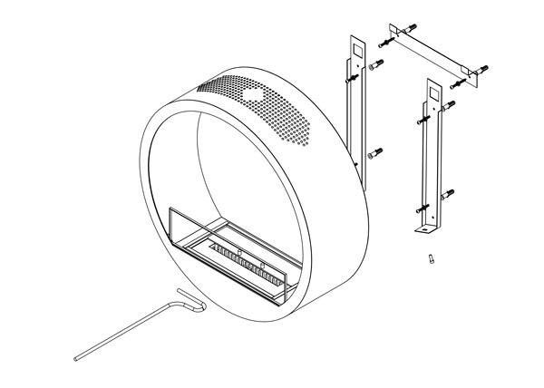 Opas ja bioetanolitakan kiinnittäminen Seinään kiinnitettävä bioetanolitakka opas