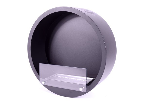 Pyöreä musta seinään kiinnitettävä biotakka Pyöreä musta seinään kiinnitettävä biotakka