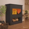 Brecht Electric Fireplace OMC 600 – Black – Realistic Flame, Eco-Friendly Design, Freestanding