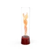 Höfats SPIN Air 1200 - Red tabletop bio fireplace with a tall cylindrical glass.