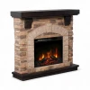 ScandiFlames Eira freestanding electric fireplace with stone mantel, brown finish