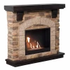 ScandiFlames Eira freestanding bioethanol fireplace with brick-effect brown polystone surround and Surtur 23 inch insert