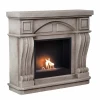 ScandiFlames Logi freestanding bioethanol fireplace with grey and white polystone surround and Surtur 23 inch insert