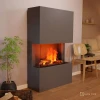Glow Fire Tucholsky 3-sided Grey - OMC 600 | Freestanding Water Vapour Fireplace, Grey, 91 cm x 150 cm x 35 cm