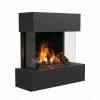 Hölderlin water vapour fireplace in black, featuring realistic water vapour flames