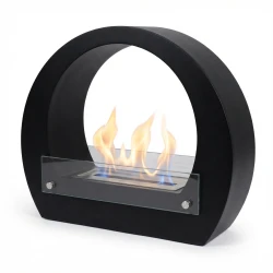 Etanolkamin i rund, modern design. Denna kamin kommer att bli en utmärkt blickpunkt i ditt rum.