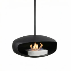 Schwarzer UFO-60 handgefertigter Bioethanol Deckenkamin 