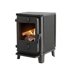 Sort fritstående i støbejern - Morsø 1010 med ribbet side og 100 mm ben