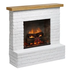 TAGU Rolf Elektrisk Pejs – Hvid fritstående kaminsæt i murstens-look med PowerFlame 1 eller 2 elektrisk indsats