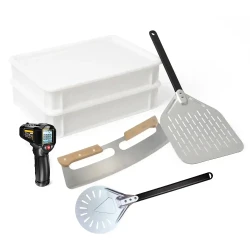 ScandiCrust pizza bagnings startsæt med pizzaspade, pizzarocker, infrarødt termometer og hævekasser