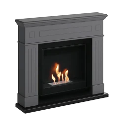 Larsen Grå Biopejs kamin med røgfri varme og moderne design