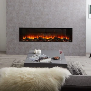 British Fires New Forest 1600 wide built-in electric fireplace with multi-sided flame view
