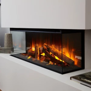 British Fires New Forest 870 built-in electric fireplace with multi-sided flame view