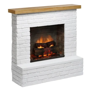Chimenea eléctrica TAGU Rolf de ladrillo blanco con efecto de llama realista