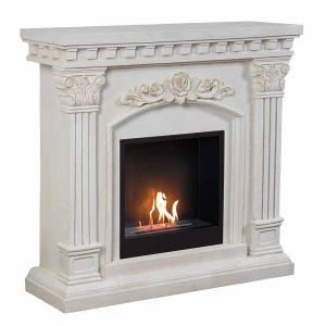 ScandiFlames Freyr freestanding bioethanol fireplace with polystone surround and Surtur 18 inch insert