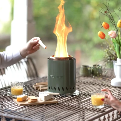 Volcano medium ildsted i olivengr&oslash;nt rustfrit st&aring;l &ndash; stilfuld og n&aelig;sten r&oslash;gfri