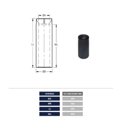 Trimline Fires - CC-DECO Balanceret Aftræk Ø100/150 - Lige Rør 250mm Trimline Fires - CC-DECO Balanceret Aftræk Ø100/150 - Lige Rør 250mm