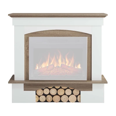 Chimenea Woodley de ArtiFlame en blanco y roble gris, solo marco decorativo