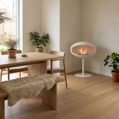 Cocoon Fires Pedestal Frittst&aring;ende Biopeis - Hvit