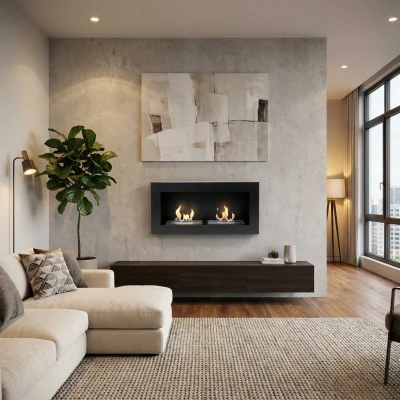 Bred sort v&aelig;gh&aelig;ngt biopejs med to brandkar. Forventet br&aelig;ndtid 2-2,5 timer. St&oslash;rrelse: B: 90 cm x H: 43 cm x D: 20 cm.