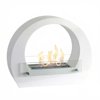 Chimenea de bioetanol arqueada blanca de ScandiFlames