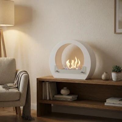 Chimenea de bioetanol arqueada blanca de ScandiFlames