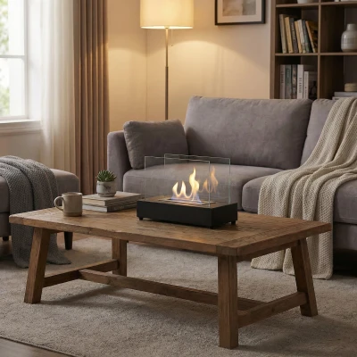 Lambeth bord biopeis - Rektangul&aelig;r liten svart etanolpeis