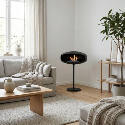 UFO-60 Hein & Haugaard Svart etanolkamin fristående kamin Fristående etanolkamin på fot i Svart - UFO-60 Hein & Haugaard