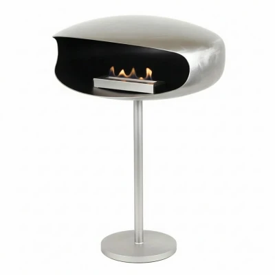 Hein & Haugaard etanolkamin UFO-60 Stål på fristående stativ Fristående biokamin på fot stål UFO-60 Hein & Haugaard