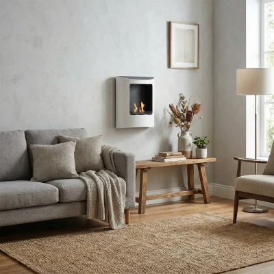 Retra Duo white Wallmounted bio fireplace from Nordlys Denmark Retra Duo white wall mounted bioethanol fireplace from Nordlys Denmark
