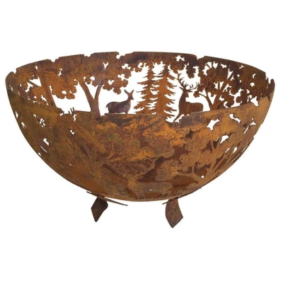 Brasero Fire bowl d&eacute;coupe laser rouille