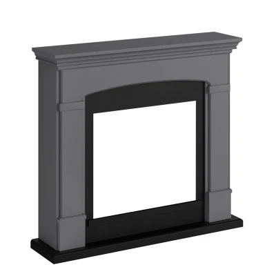 Marco de chimenea Helmi Gris de TAGU, dise&ntilde;o cl&aacute;sico y elegante para chimeneas el&eacute;ctricas.