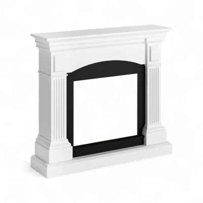 Marco para chimenea TAGU Magna Blanco, elegante revestimiento decorativo para insertables el&eacute;ctricos