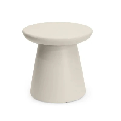 Bijzettafel Rond Oester Beige &ndash; Outdoor Composiet Accent Tafel
