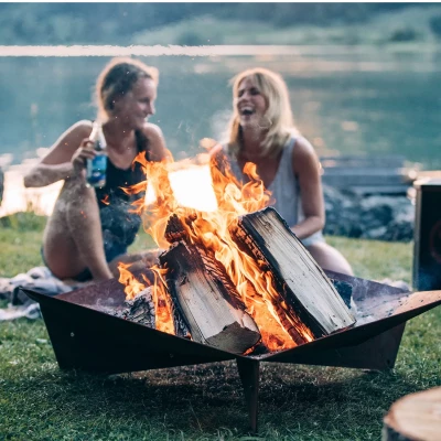 TRIPLE 120 Hoguera de H&ouml;fats en acero corten oxidado para exterior