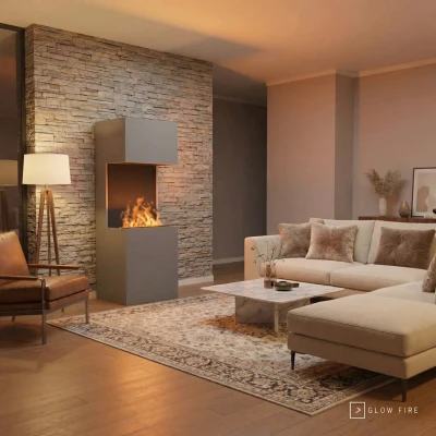 Glow Fire Beethoven Gr&aring; - OMC 600 | Fritst&aring;ende vanddamppejs, 170 cm x 60 cm x 50 cm