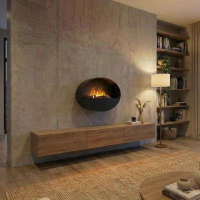 Kjos schwarzer Wasserdampf Wandkamin, perfekt f&uuml;r eine gem&uuml;tliche Atmosph&auml;re zu Hause