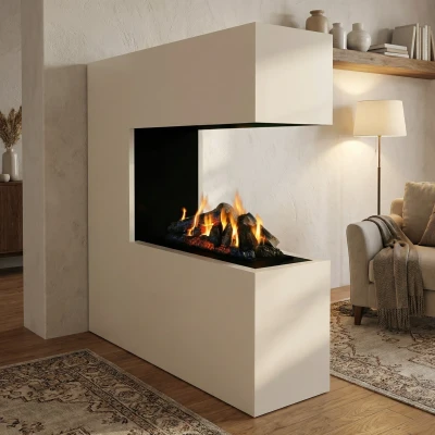 Glow Fire Schiller Hvid - OMC 600 | Fritst&aring;ende vanddamp pejs, 120 cm x 120 cm x 38 cm