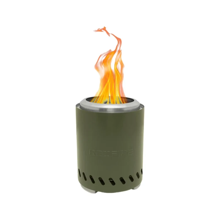 Volcano Medium tabletop fire pit in olive green stainless steel