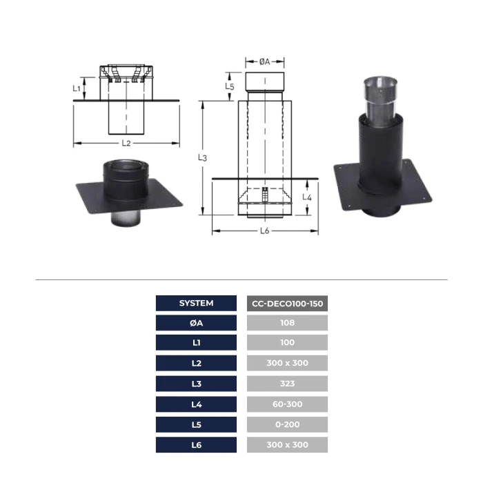 Trimline Fires - CC-DECO Balanceret Aftr&aelig;k &Oslash;100/150 - Renovationss&aelig;t