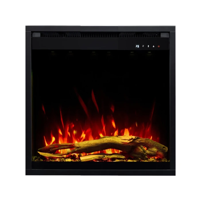 Square 60 &times; 60 cm Aflamo 3D electric fireplace insert with LED flame and logs