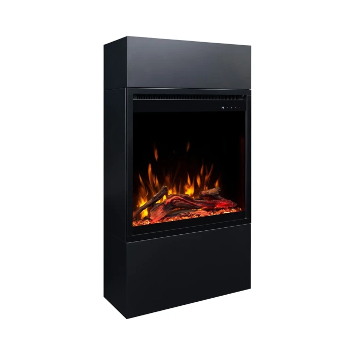 Aflamo Milos 60 Black freestanding electric fireplace with flame effect