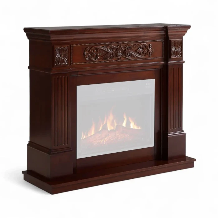 Marco de chimenea Toscana en color casta&ntilde;o de ArtiFlame, dise&ntilde;o cl&aacute;sico independiente