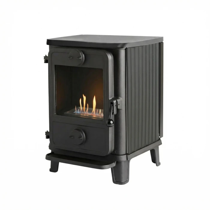 Black freestanding cast iron &ndash; Mors&oslash; 1010 with ribbed sides and 100 mm legs