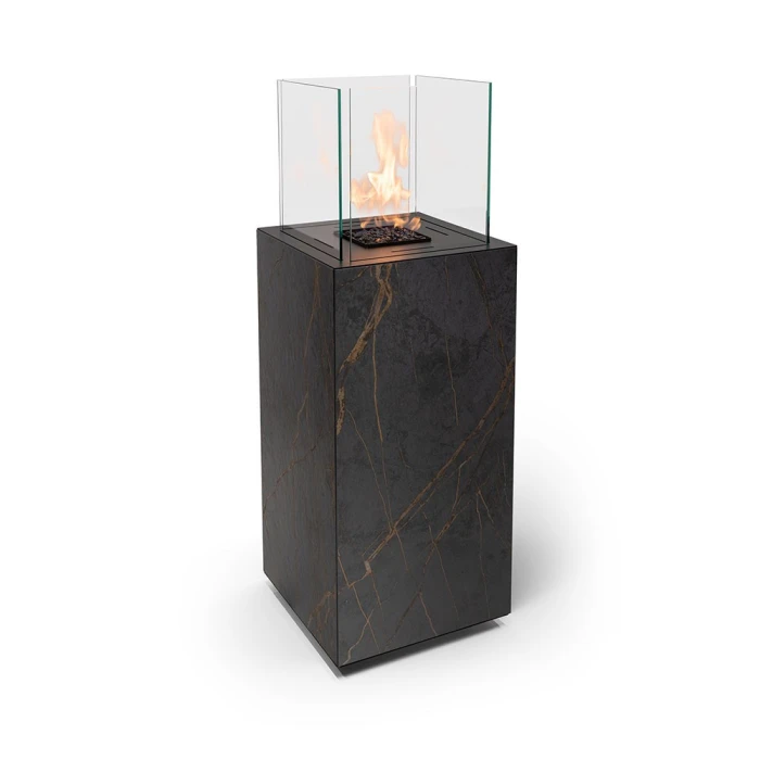 Planika Porto Laurent bioethanol fireplace with Dekton marble finish