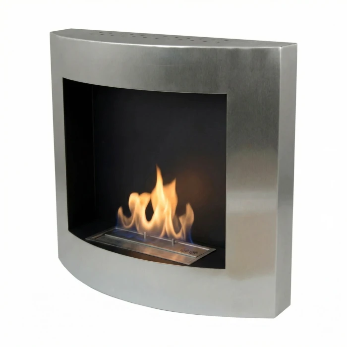 Klassisk biopeis i rustfritt stål, og brannkammer i stål Biopeis Vermont