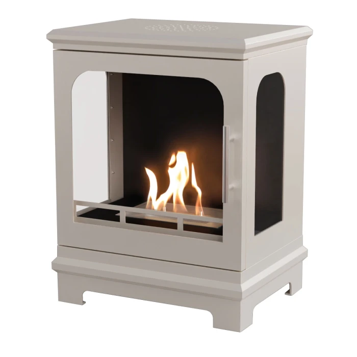 ScandiFlames Honolulu &ndash; Freestanding bioethanol fireplace in wood burning stove design with oyster white finish
